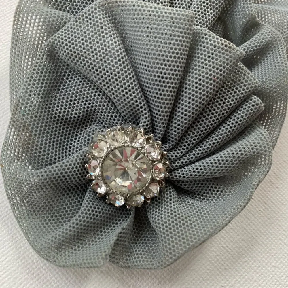 One of a Kind 1950’s Handmade Vintage Pleated Tiered Ruffle Crystal Hair Piece